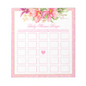 Babydusche Bingo Game Chic Blume Bouquet Pink Notizblock (Vorderseite)