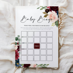 Babydusche Bingo Game Floral