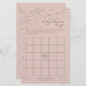 Babydusche Bingo Game Pink Blume (Vorne/Hinten)