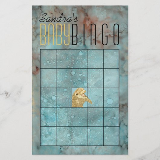 Babydusche BINGO "Gold Baby Dolphin" Flyer (Vorne)