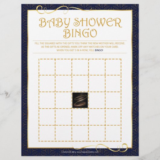 Babydusche Bingo [Golden Blue] Briefbogen (Vorderseite)