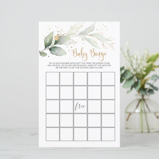 Babydusche Bingo Greenerenerage Foliage Game (Stehend Vorderseite)