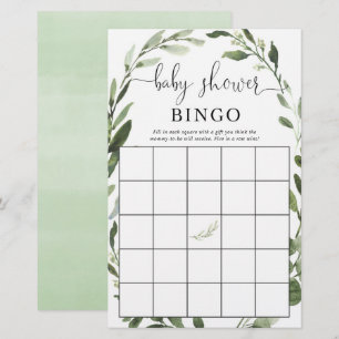 Babydusche Bingo Grünpflanzen Eukalyptus Kranz