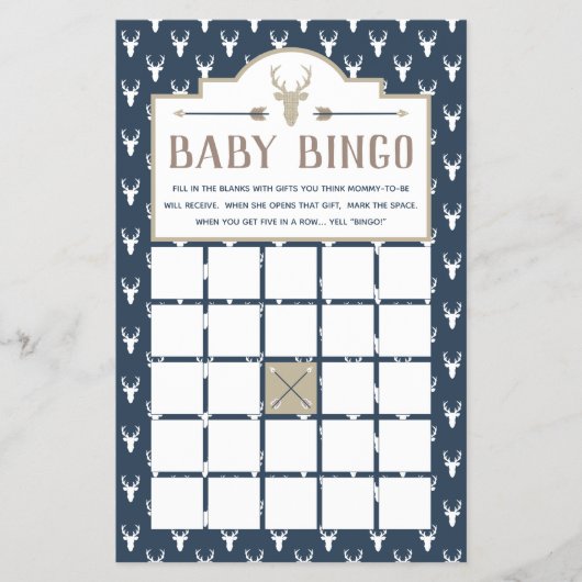 Babydusche Bingo, HirschBaby-Dusche Flyer (Vorne)