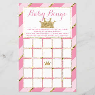 Babydusche Bingo, kleine Prinzessin Flyer