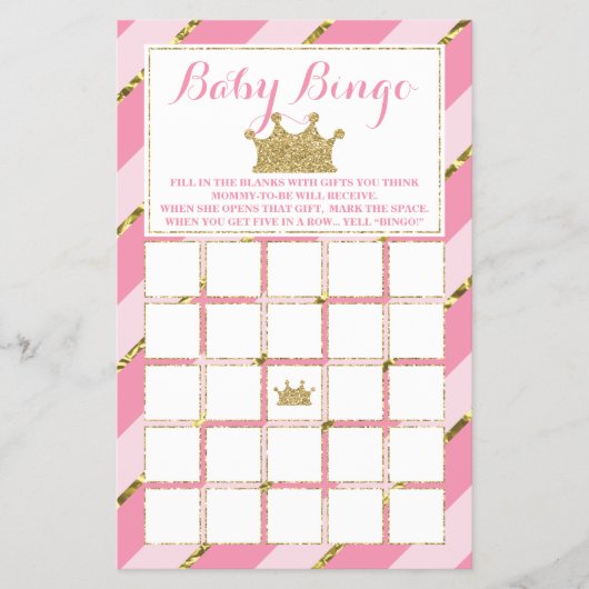 Babydusche Bingo, kleine Prinzessin Flyer (Vorne)