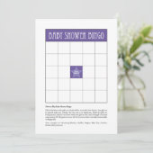 Babydusche Bingo - Lila Einladung (Stehend Vorderseite)