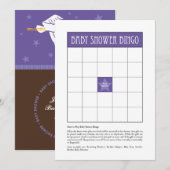 Babydusche Bingo - Lila Einladung (Vorne/Hinten)