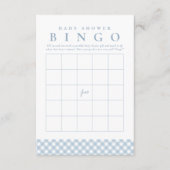 Babydusche Bingo niedlich-blaue Gingham-Party-Kart Einladung (Vorderseite)