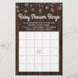 Babydusche Bingo Rustic Snowflake Baby Bingo Card