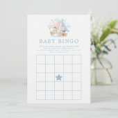 Babydusche Bingo-Spiel für Nautic Elephant Bear Bo Einladung (Stehend Vorderseite)