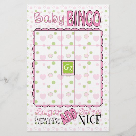 Babydusche BINGO "Zucker und Gewürz" Flyer (Vorne)