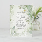 Babydusche - Blattfarbe Einladung (Stehend Vorderseite)