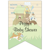 Babydusche Blau/Bibliothek, Frack-Banner Wimpelkette (Zweite Fahne)