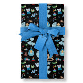 Babydusche Blau/Schwarz Umhüllungspapier Geschenkpapier Set