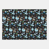 Babydusche Blau/Schwarz Umhüllungspapier Geschenkpapier Set (Vorderseite)