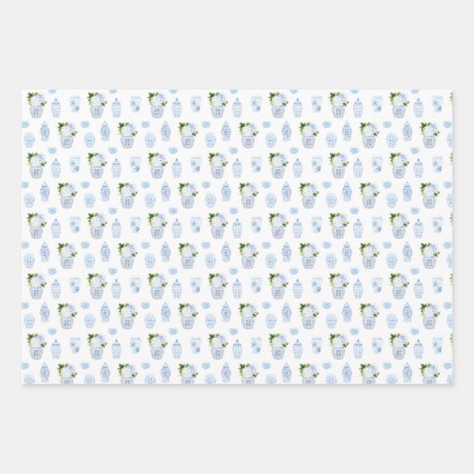 Babydusche, blau und weiß geschenkpapier set (Vorderseite)