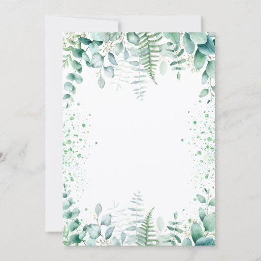 Babydusche Blaue Elefantenjunge Eukalyptus-Grün Einladung (Rückseite)