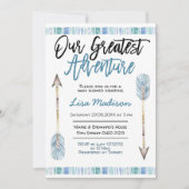 Babydusche Blauer Abenteuer Einladung (Vorderseite)