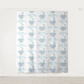 Babydusche Blauer Elefant| Schritt und Wiederholun Wandteppich (Vorderseite)