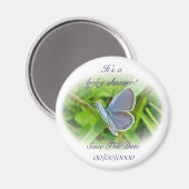Babydusche Blauer Schmetterling rettet das Datum M Magnet (Vorderseite/Rückseite)