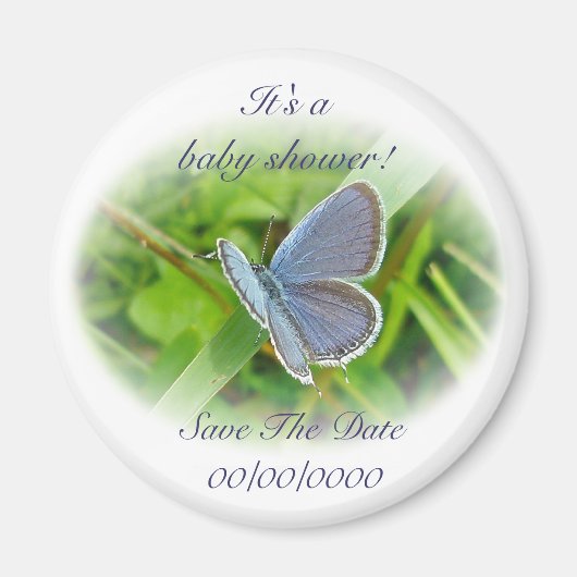 Babydusche Blauer Schmetterling rettet das Datum M Magnet (Vorne)