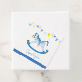 Babydusche blaues Rosenpferd Aquarellkunst Geschenkanhänger (Beispiel)