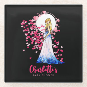 Babydusche Blonde Lady in Maternity Long Dress Glasuntersetzer