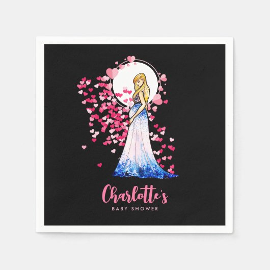 Babydusche Blonde Lady in Maternity Long Dress Serviette (Vorderseite)