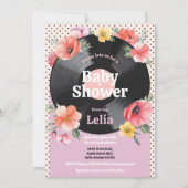 Babydusche Bloral Summer Record Music Party Einladung (Vorderseite)