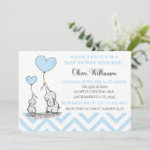 Babydusche Blue Baby Elephant mit Herz Custom Einladung (Stehend Vorderseite)