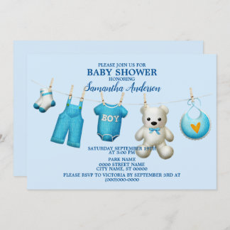 Babydusche Blue Boys Schöne Elegant Einladung