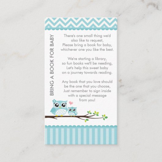 Babydusche Blue bringen eine Buchdusche mit. Begleitkarte (Vorderseite)