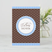 Babydusche Blue Brown Flat Einladung (Stehend Vorderseite)