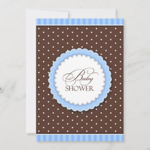 Babydusche Blue Brown Flat Einladung