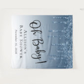 Babydusche Blue Glitzer Foto Hintergrund Wandteppich (Vorderseite (Horizontal))