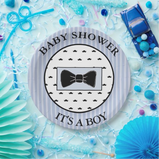 Babydusche Blue Mustache und Bowtie Teller (Party)