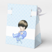 Babydusche Blue Niedlich Baby Damask Gefälligkeit Geschenkschachtel (Rückseite)