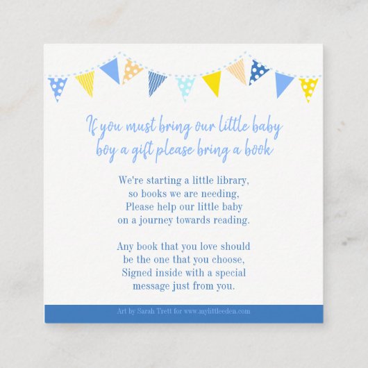 Babydusche Blue Rock Buchkarten Begleitkarte (Rückseite)