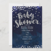 Babydusche Blue & Silver Starry Night Einladungen (Vorderseite)