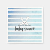 Babydusche Blue Stripe Weißes Hasen Kaninchen Serviette (Vorderseite)