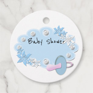Babydusche Blume blaue Perlen cu Geschenkanhänger