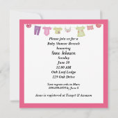 Babydusche Blume Bouquet mit Babybett Einladung (Rückseite)