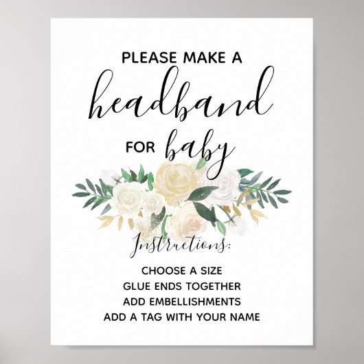 Babydusche Blume Headband Station Aktivität Poster (Vorne)