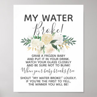 Babydusche Blume Mein Wasser-Broke-Spiel-Zeichen Poster
