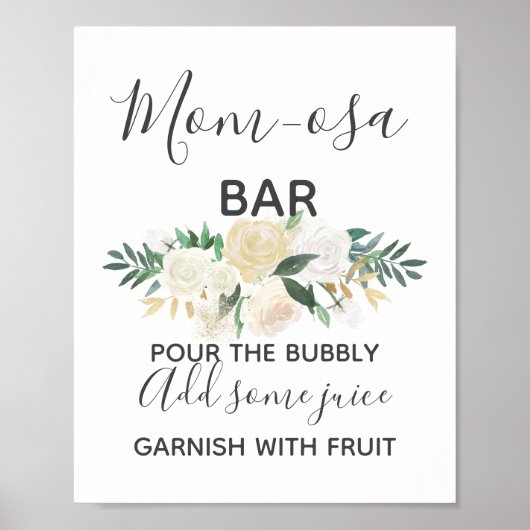 Babydusche Blume Momosa Bar Mimosa Zeichen Poster (Vorne)