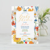 Babydusche Blumenblütenfarbe Blume Party Einladung (Stehend Vorderseite)