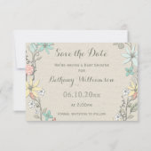 Babydusche Blumenkreidebanner Save the Date (Rückseite)