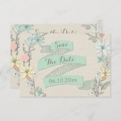 Babydusche Blumenkreidebanner Save the Date (Vorne/Hinten)