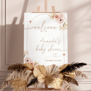Babydusche Boho Begrüßungszeichen, moderne Pampas Poster